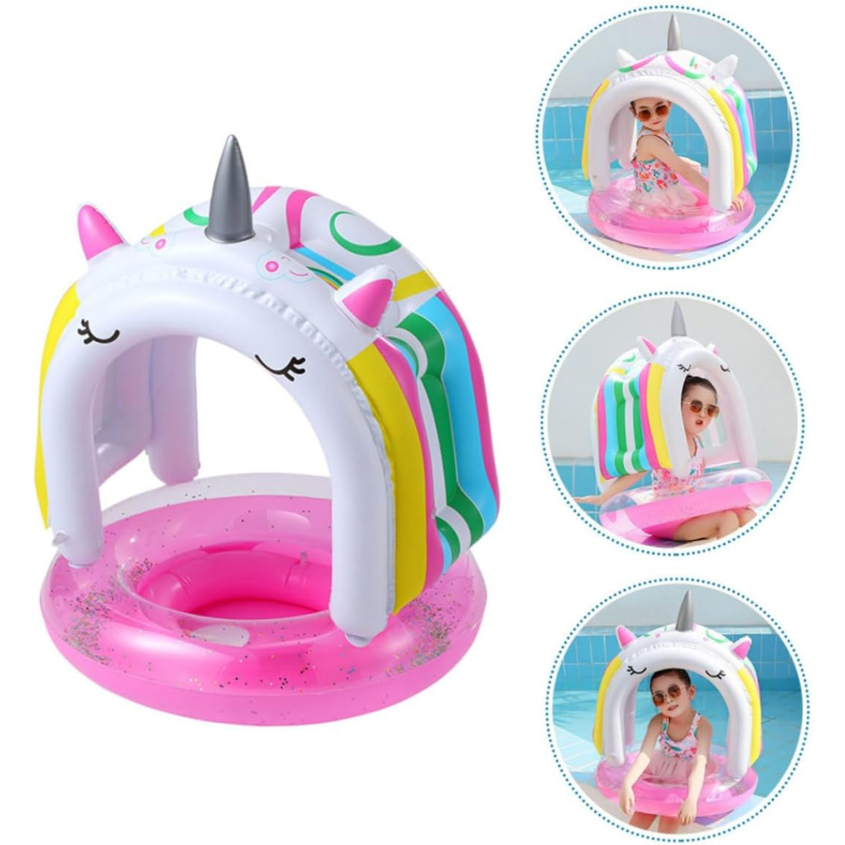 Flotador Inflable Unicornio Con Techo