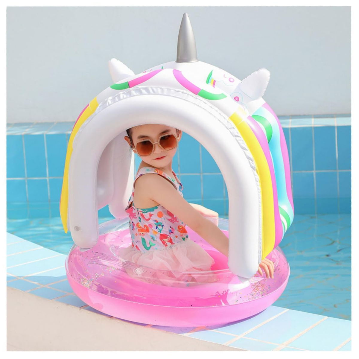 Flotador Inflable Unicornio Con Techo