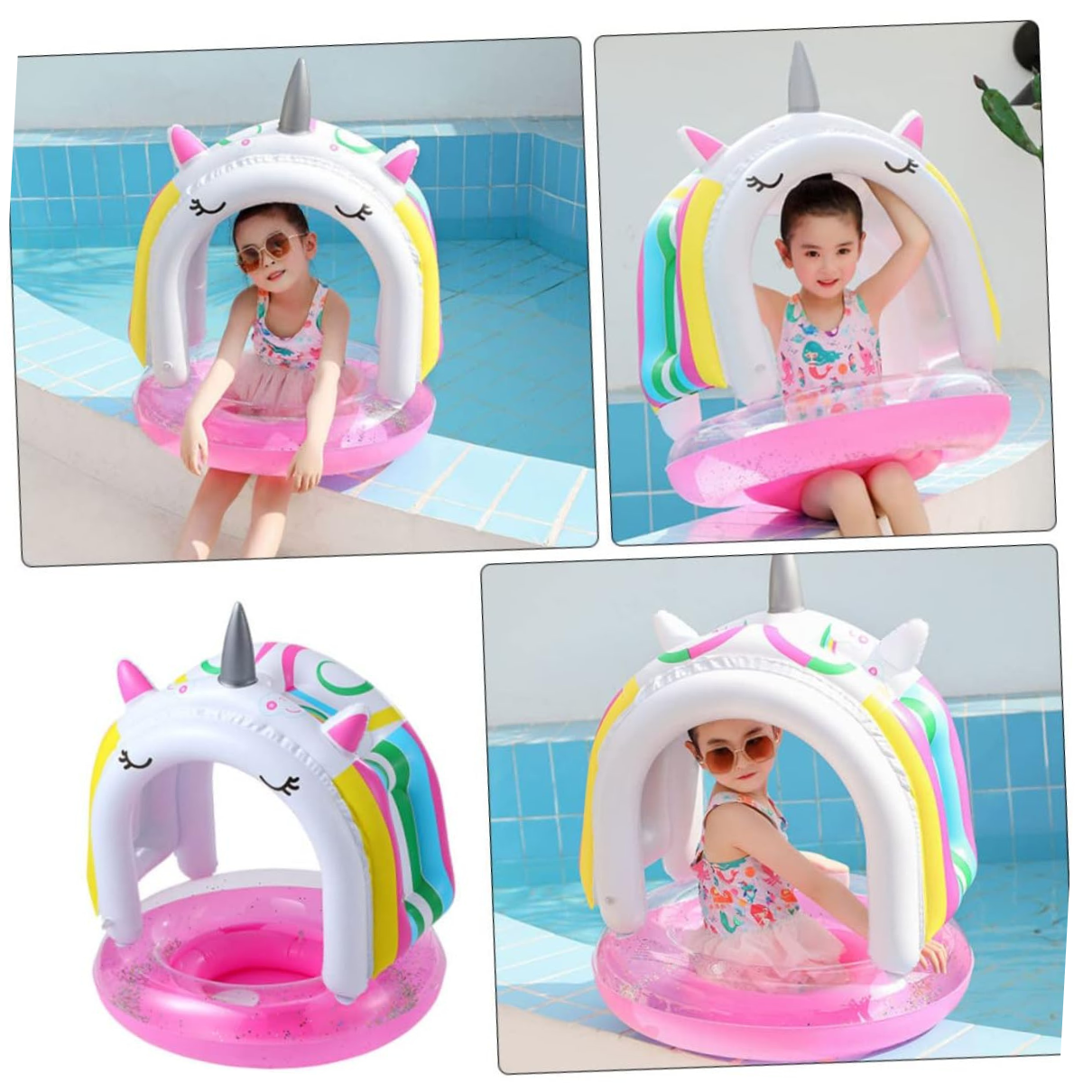 Flotador Inflable Unicornio Con Techo